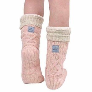 Jane & Bleecker Slipper Socks Kitten Face & Pink